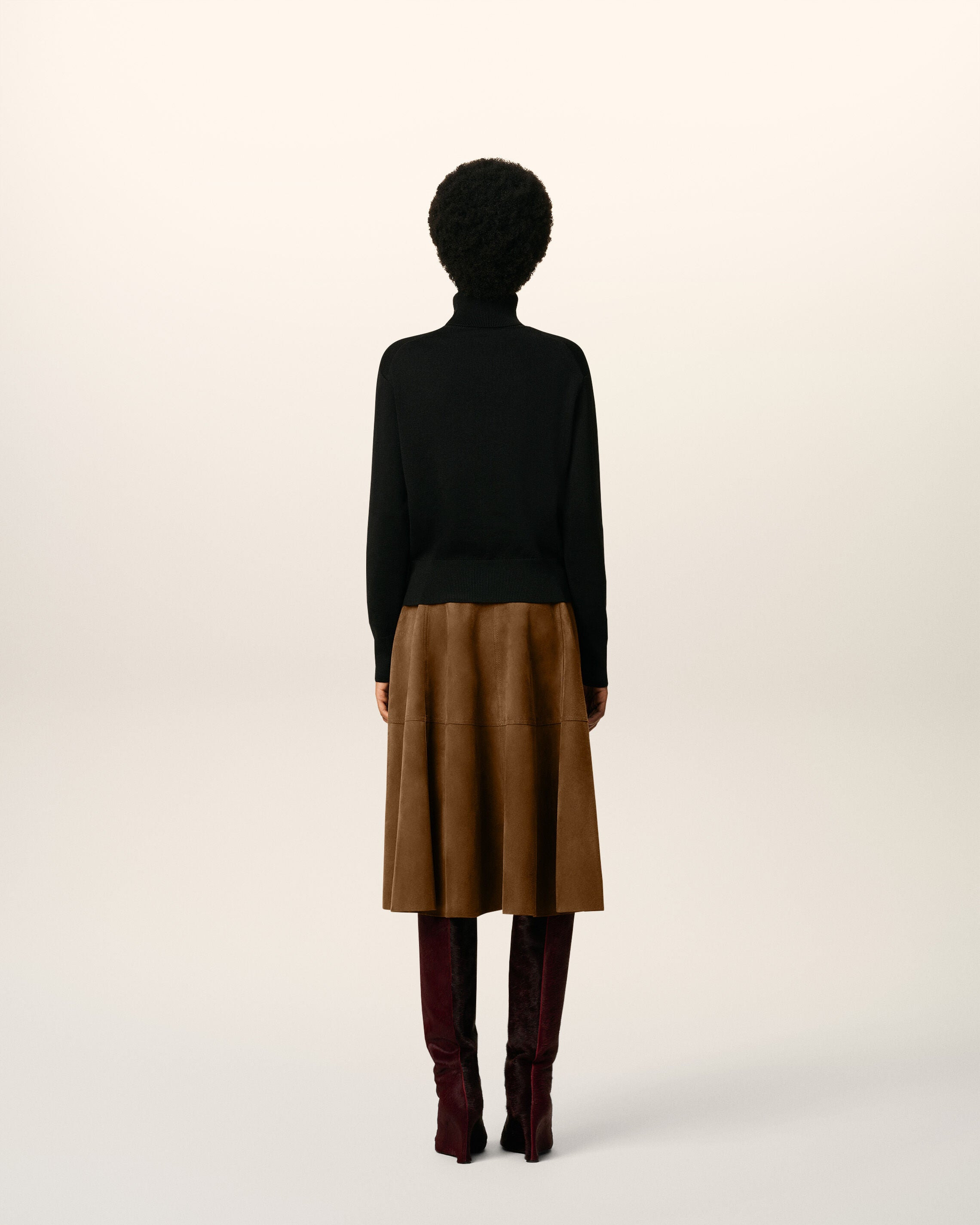 BLACK WOOL AMI DE COEUR TURTLE NECK SWEATER - 5