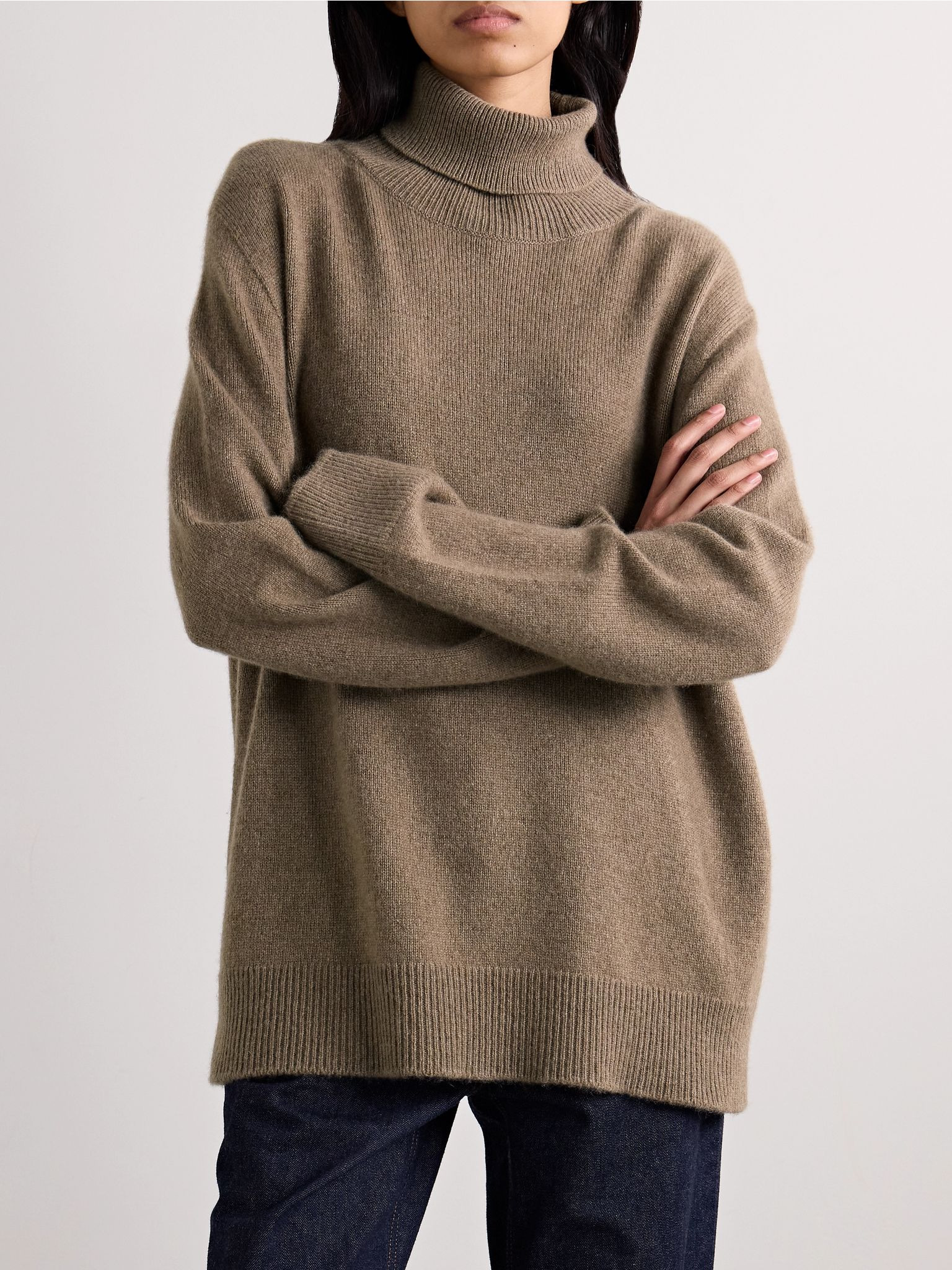 Hepny mélange cashmere turtleneck sweater Light brown - 3