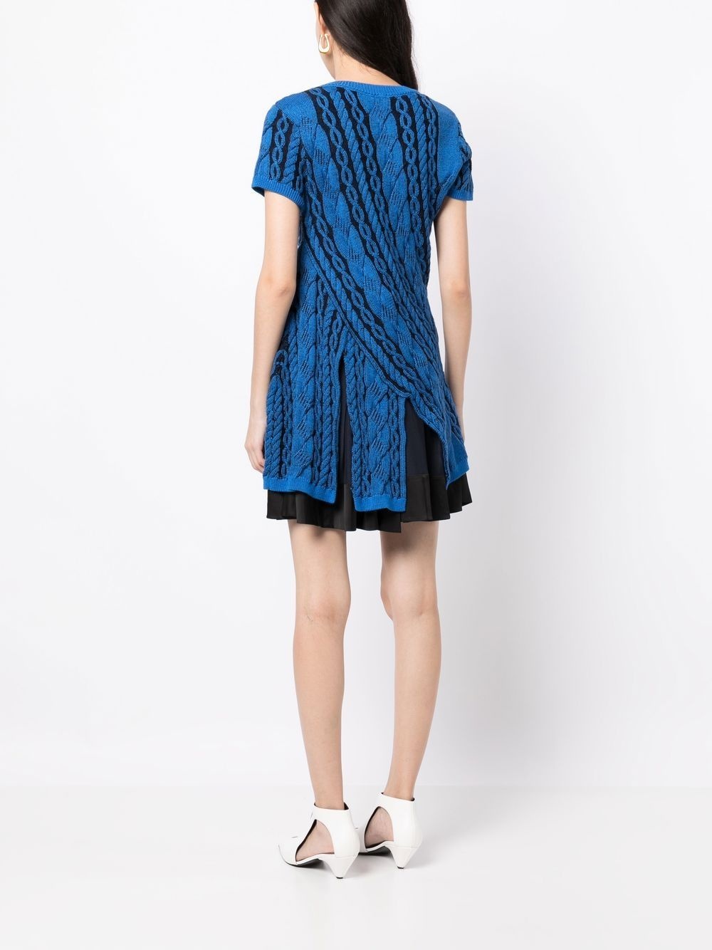 layered cable-knit cut-out dresss - 4