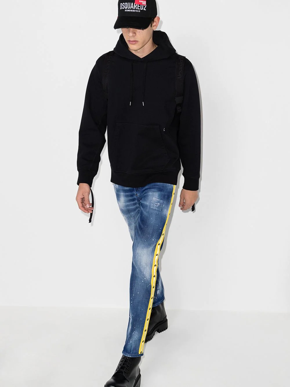 Skater logo-tape slim jeans - 5