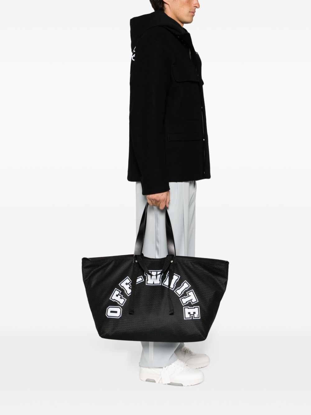 logo-print mesh tote bag - 2