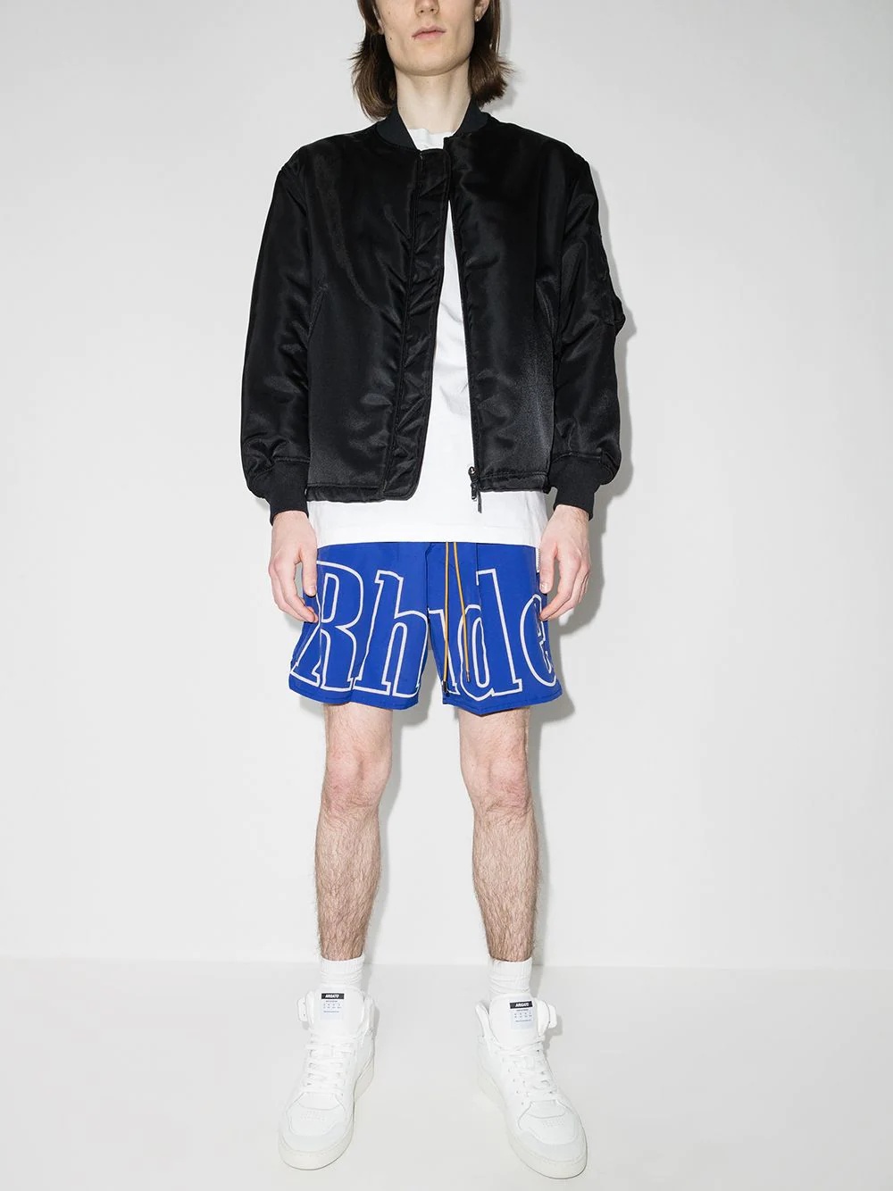 RHUDE X MCLAREN LOGO TRK SHRTS BLU - 5