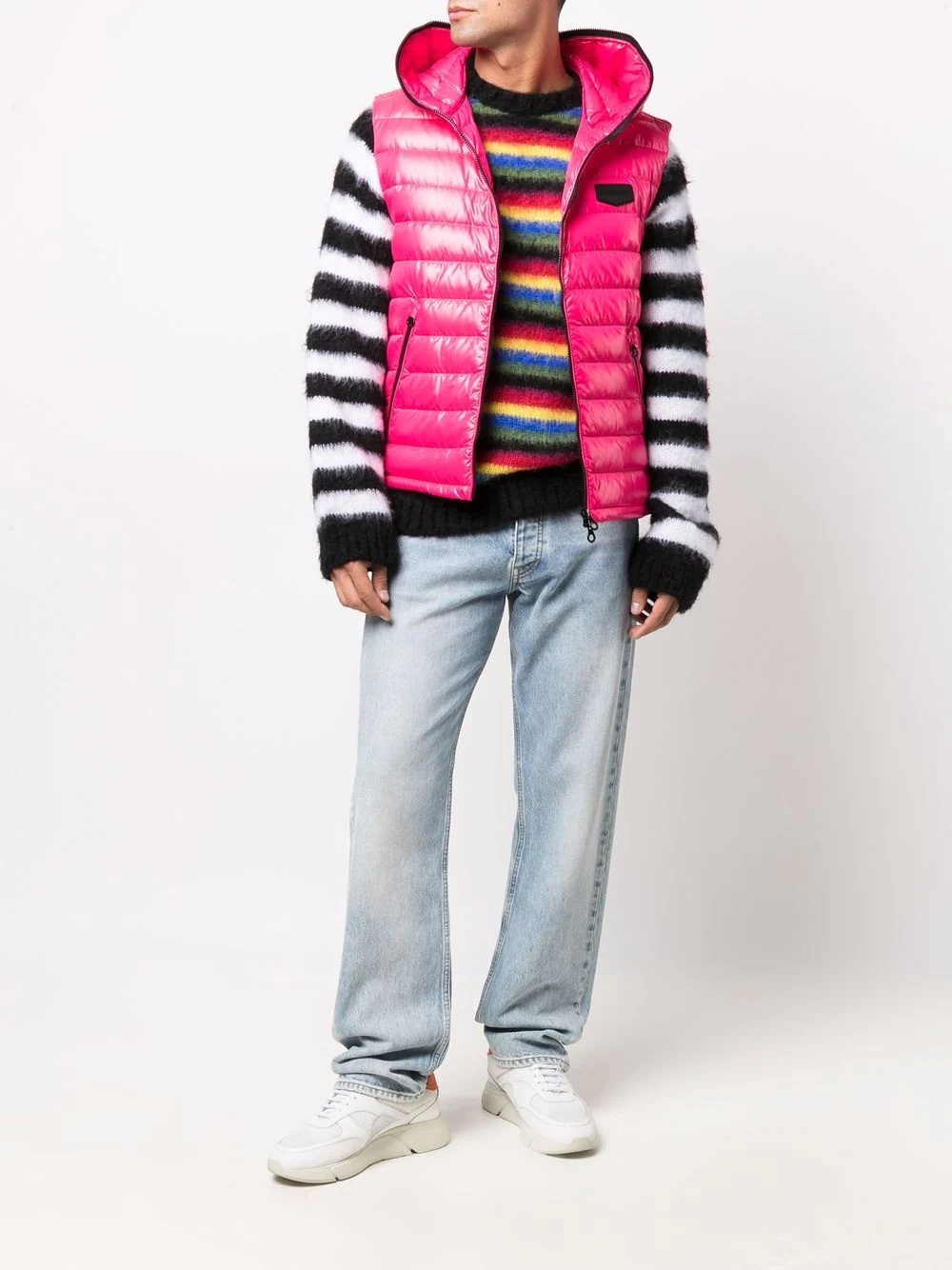 logo-patch feather-down padded gilet - 2