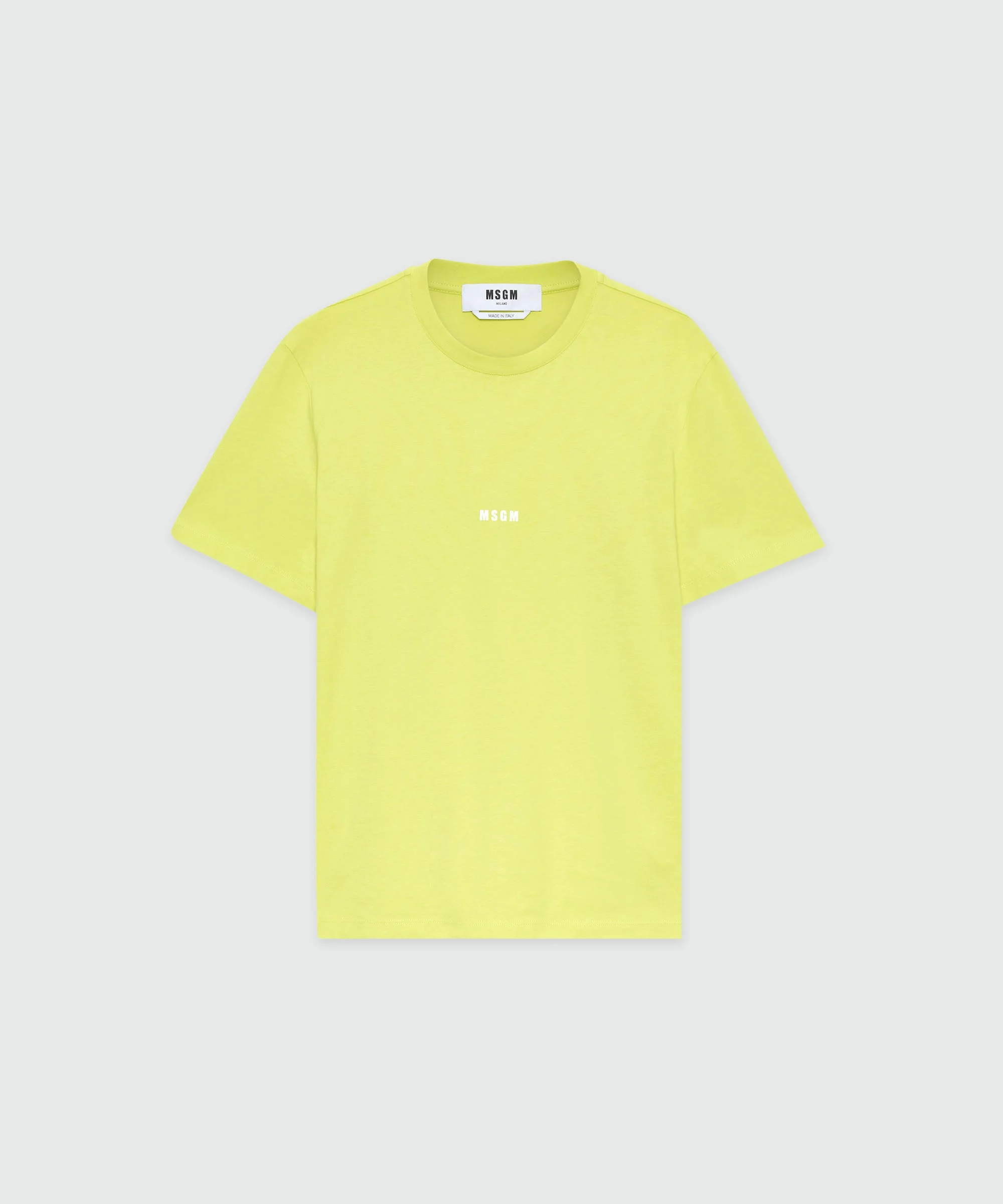 Lime short-sleeve cotton jersey T-shirt with micro logo on the front - 1