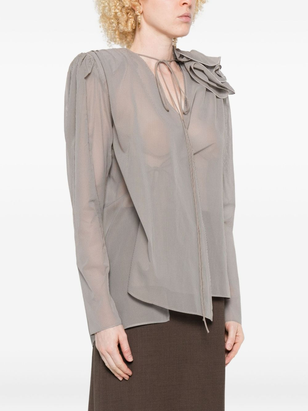 rose-embellishment blouse - 3