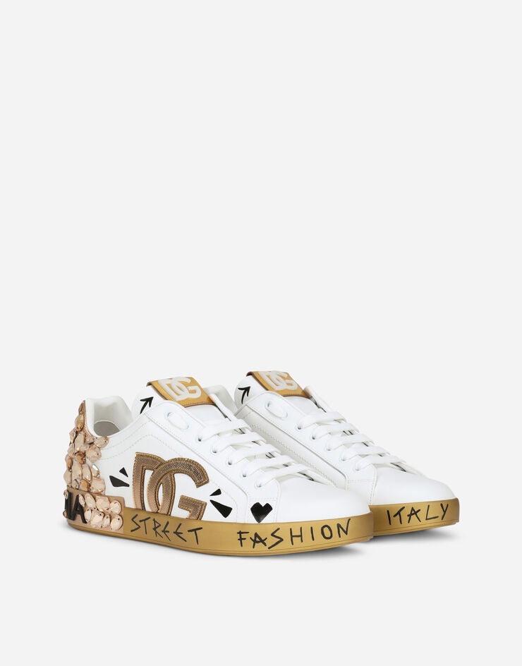 Printed calfskin nappa Portofino sneakers with DG logo and embroidery - 2