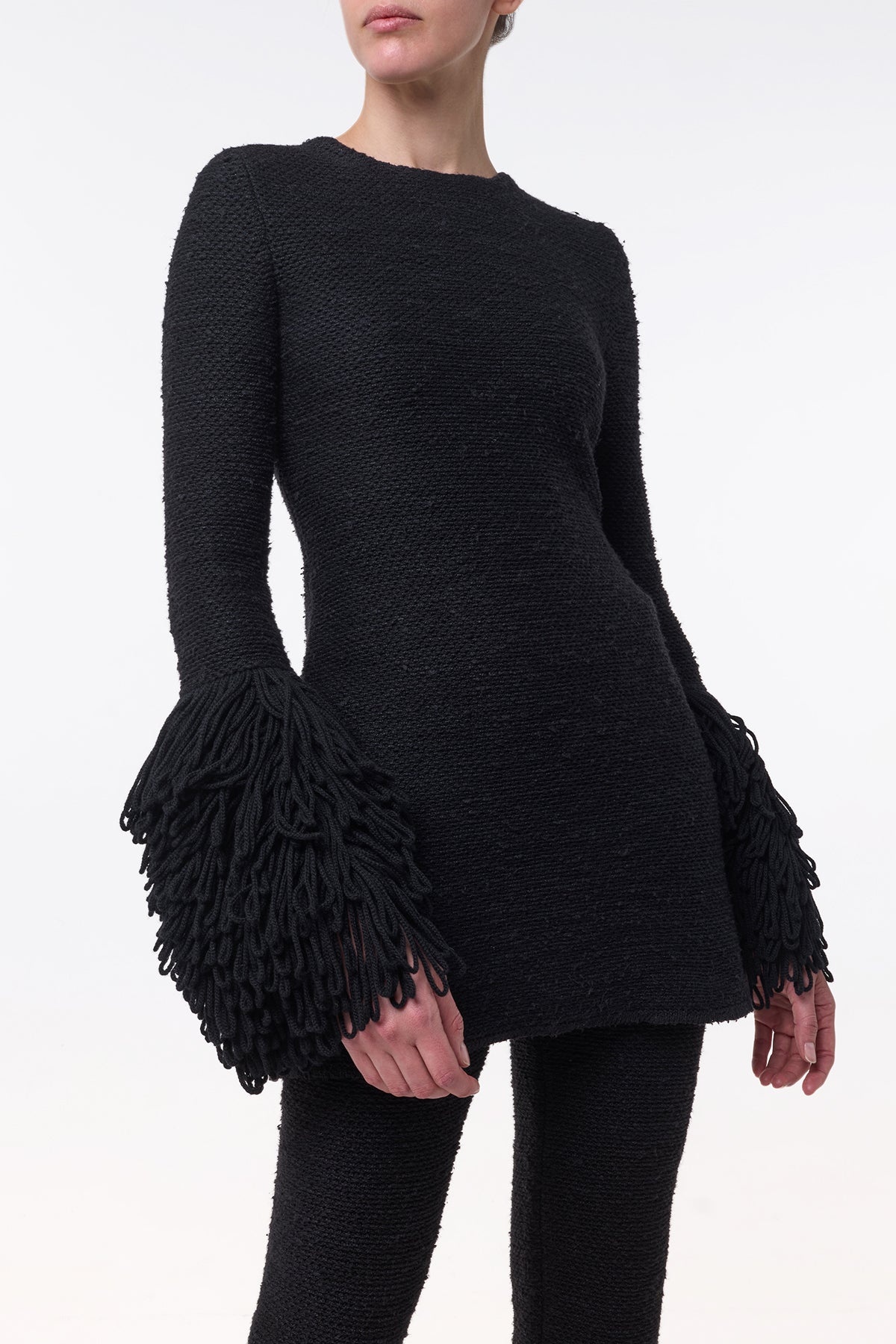 Liam Knit Mini Dress in Black Cashmere Silk - 6