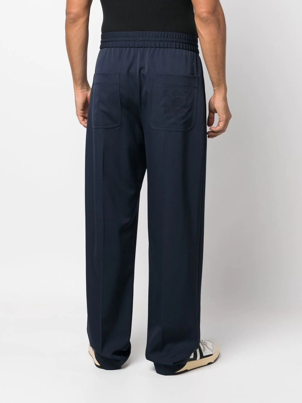 straight-leg drawstring-waistband trousers - 4