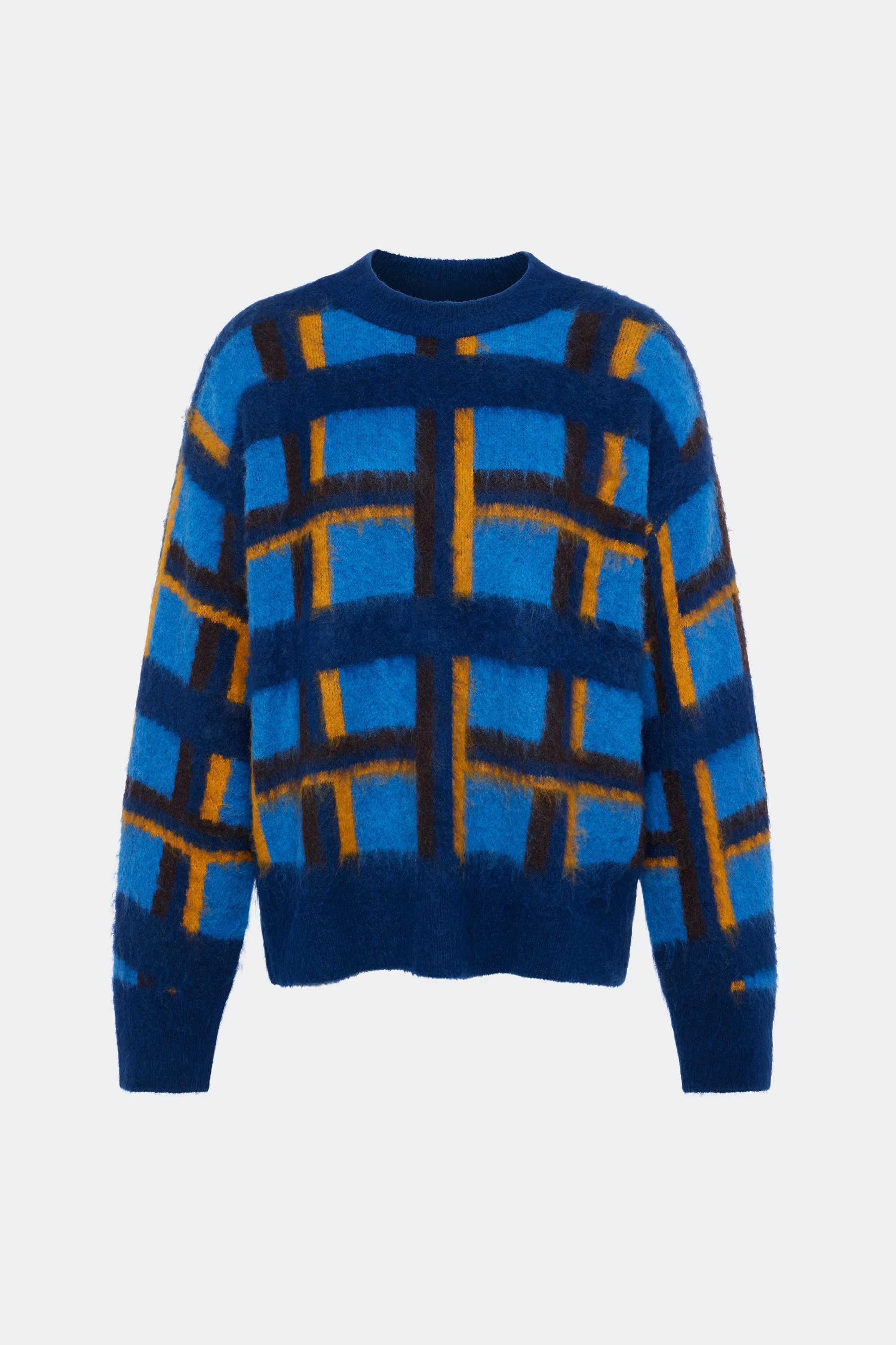 Calder Knit Sweater In Tonal Blue Plaid - 1
