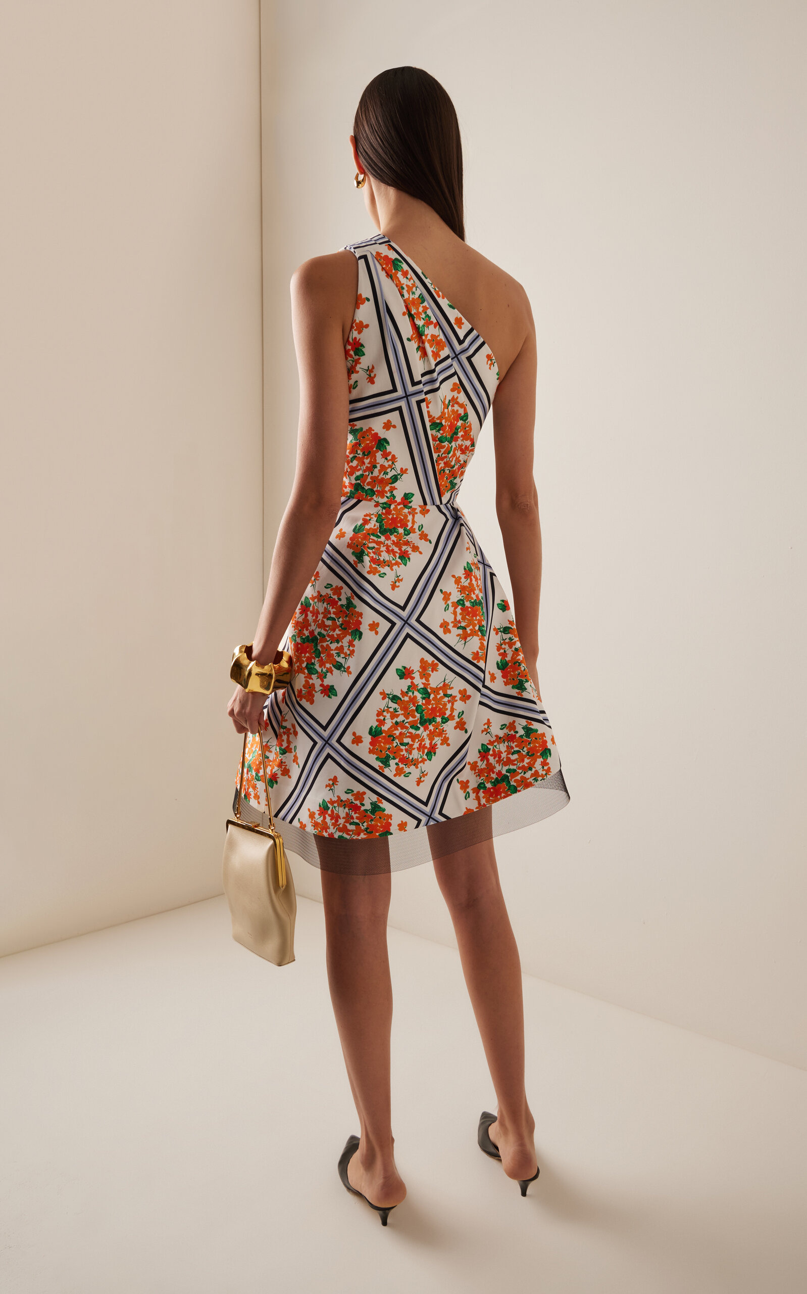 Asymmetric Cotton Faille Mini Dress multi - 4