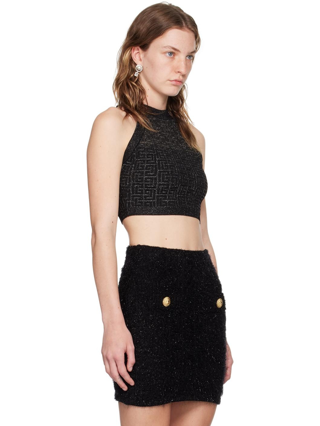 Black 'PB' Labyrinth Tank Top - 2