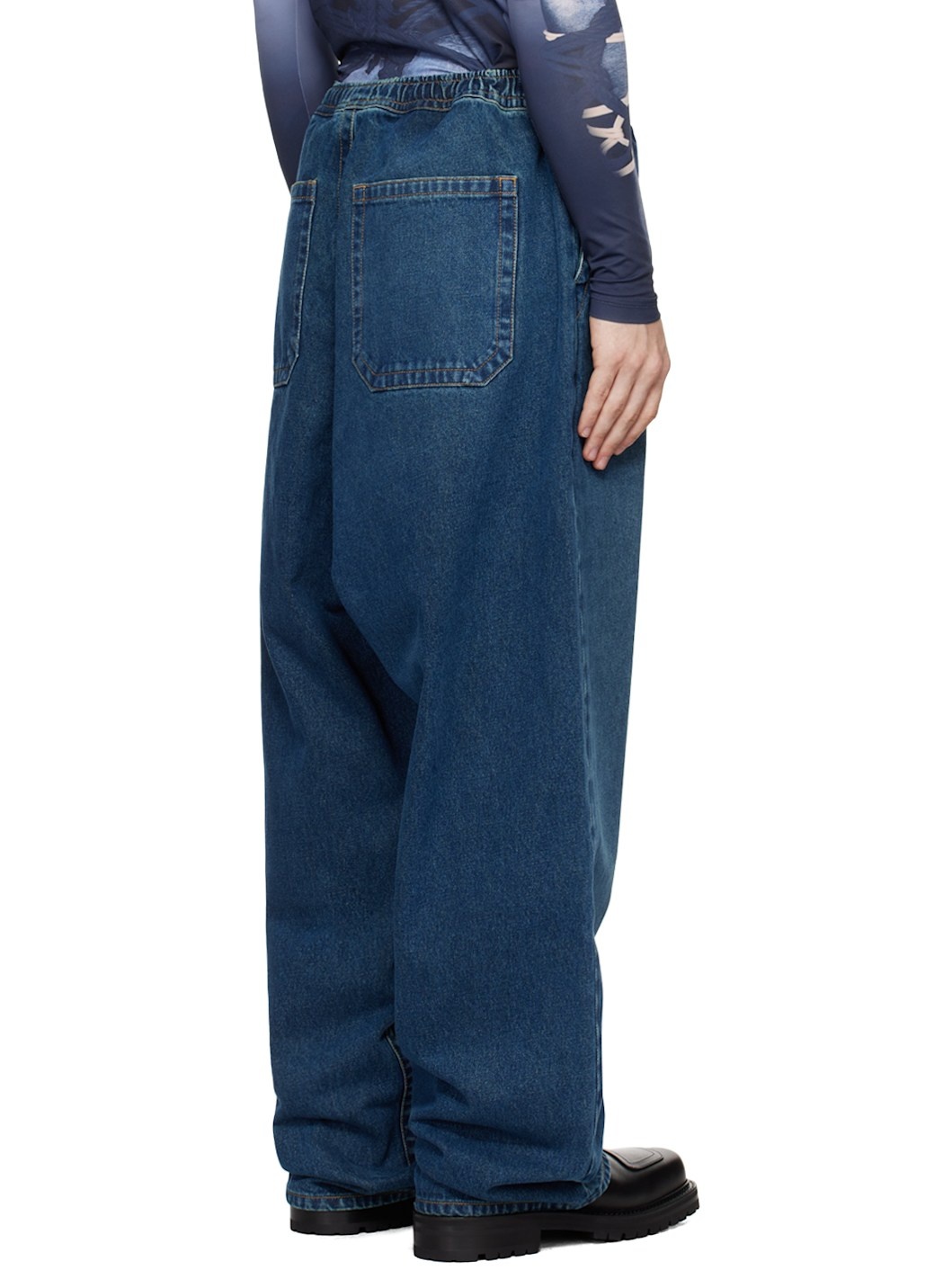 Blue Pinched Logo Souffle Jeans - 3