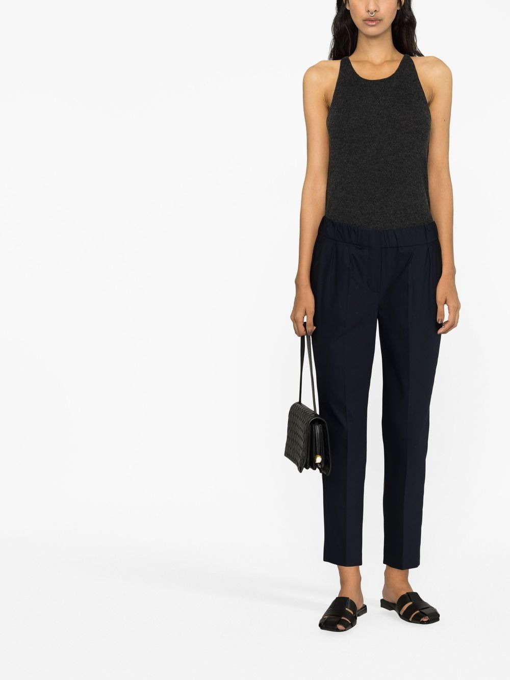 elasticated-waistband tapered trousers - 2