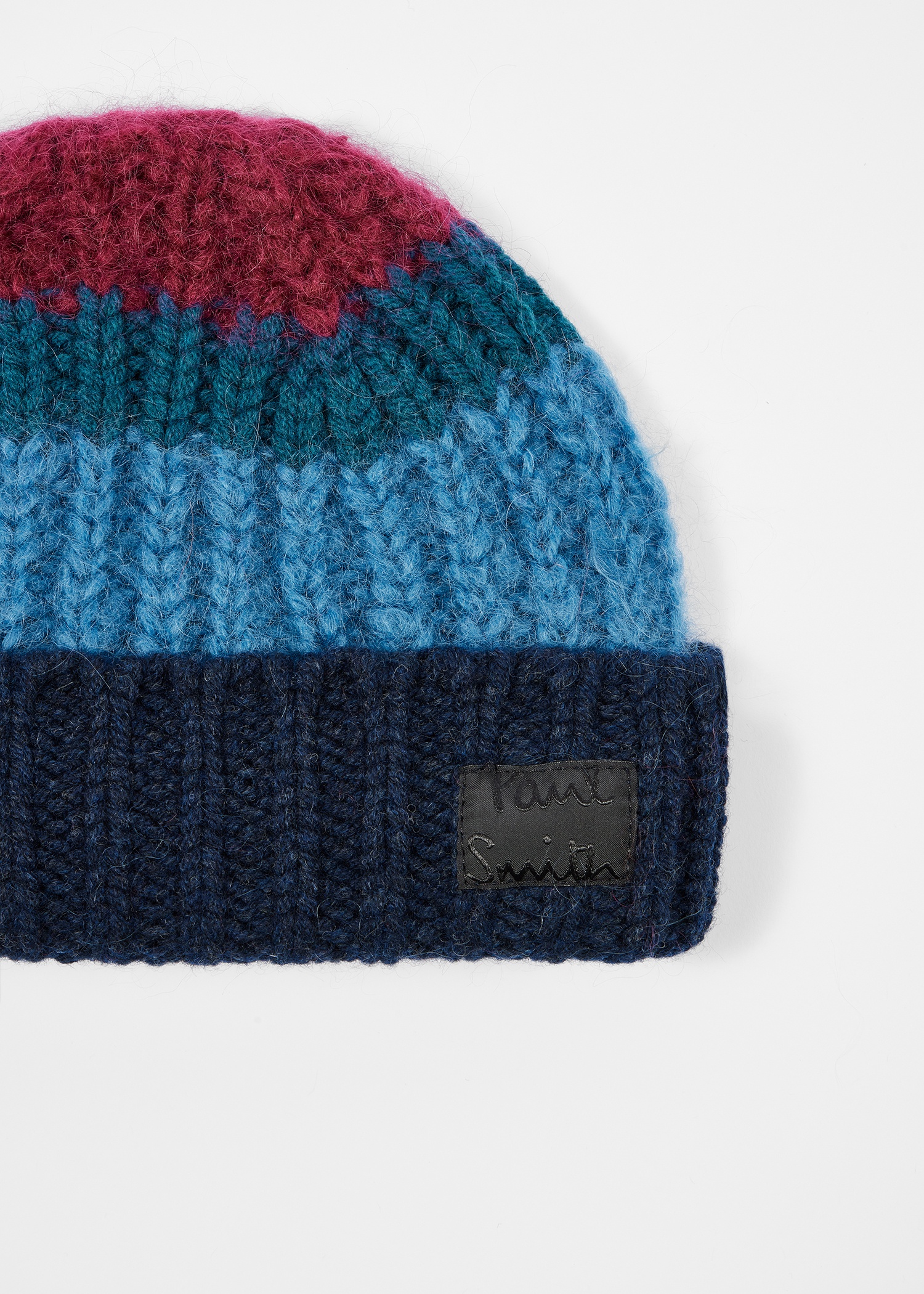 Blue Colourblock Mohair-Blend Beanie - 2