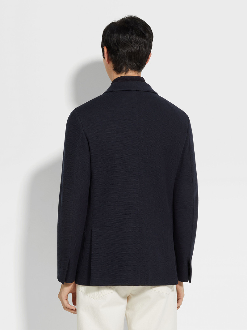 NAVY BLUE HIGH PERFORMANCE™ JERSEY WOOL AND COTTON JACKET 4