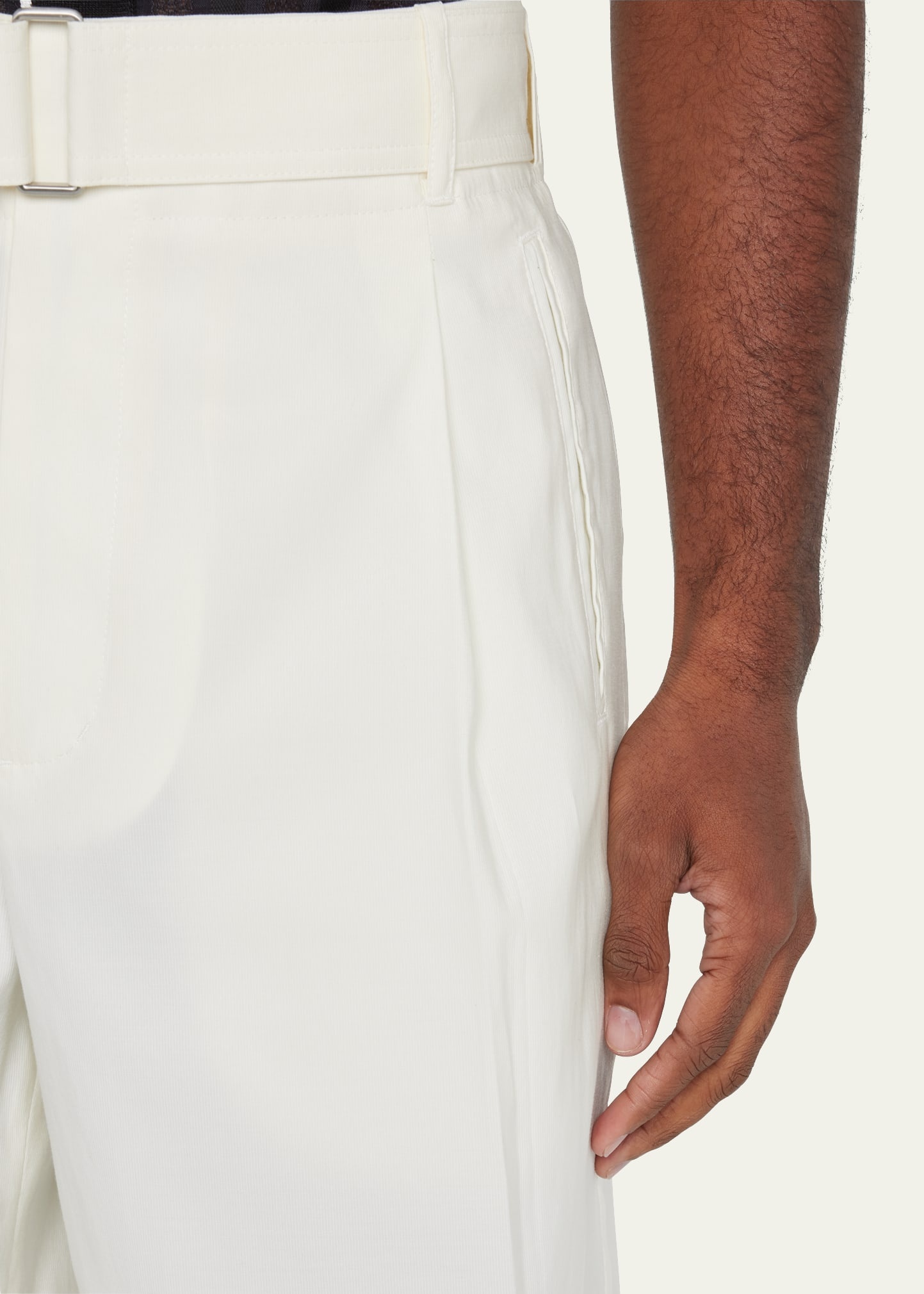 Men's Pleated Self-Belt Tailored Shorts - 5