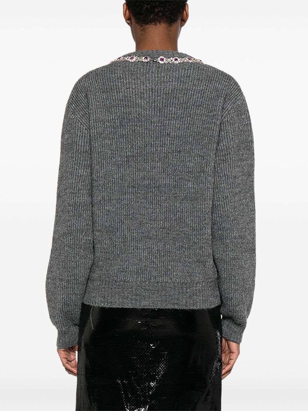 jewel-embellished ribbed sweater - 4