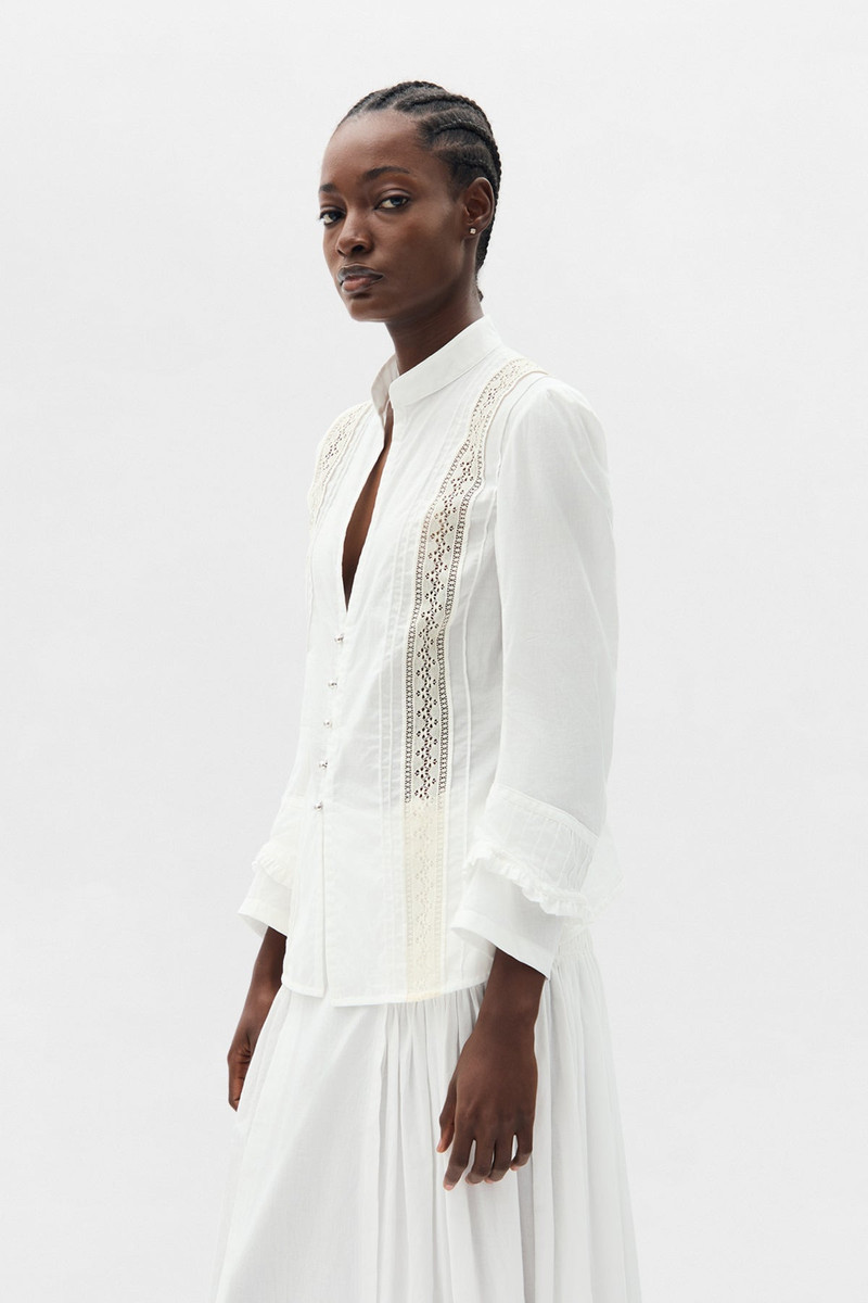 Ann Demeulemeester Lidy Open Front Shirt with Lace Ribbons outlook