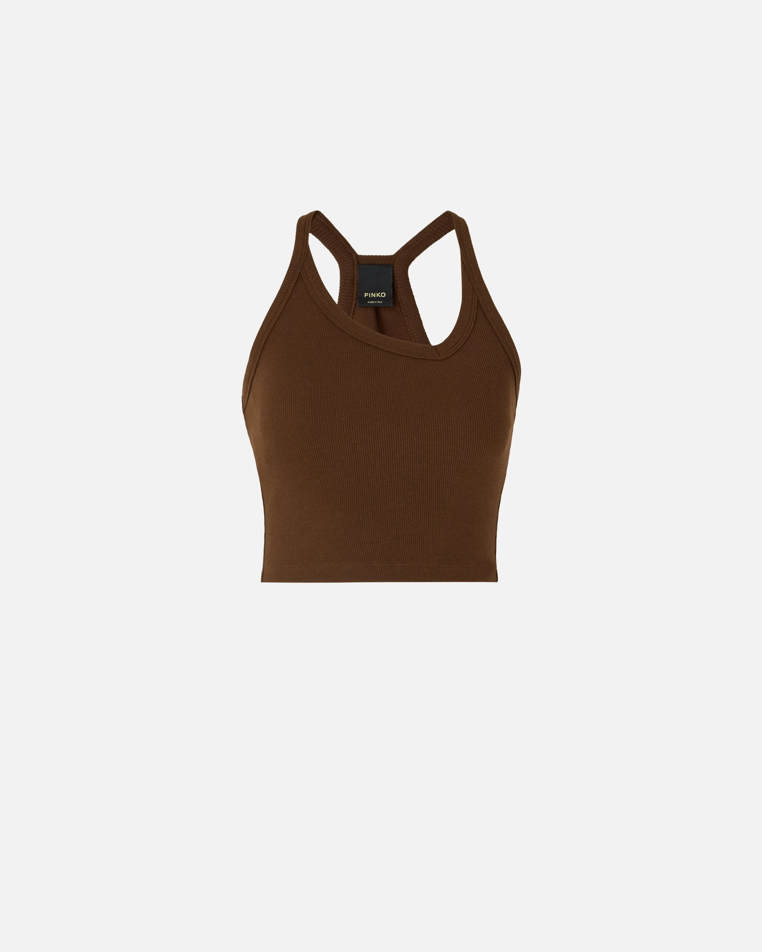 CROPPED VEST TOP WITH ASYMMETRIC NECKLINE - 1