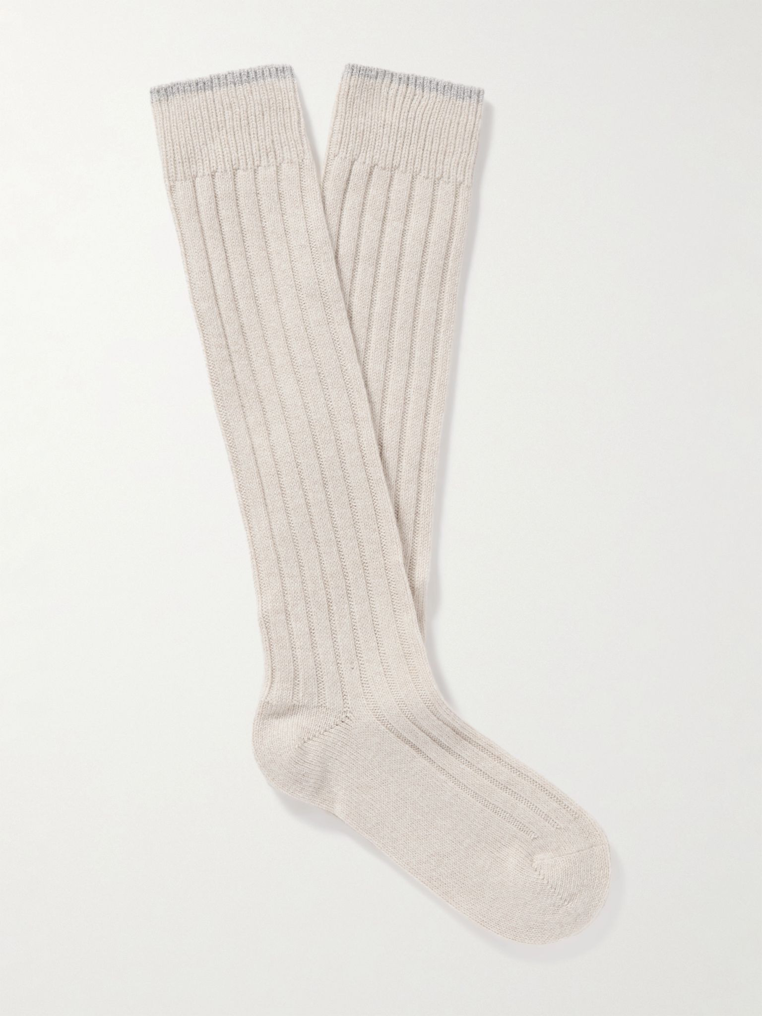 Ribbed Cashmere Socks Light gray - 1