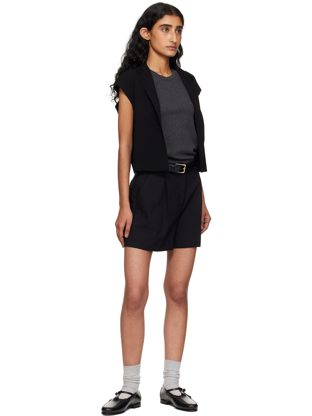 Black Narrow Semi Formal Croc Belt - 2