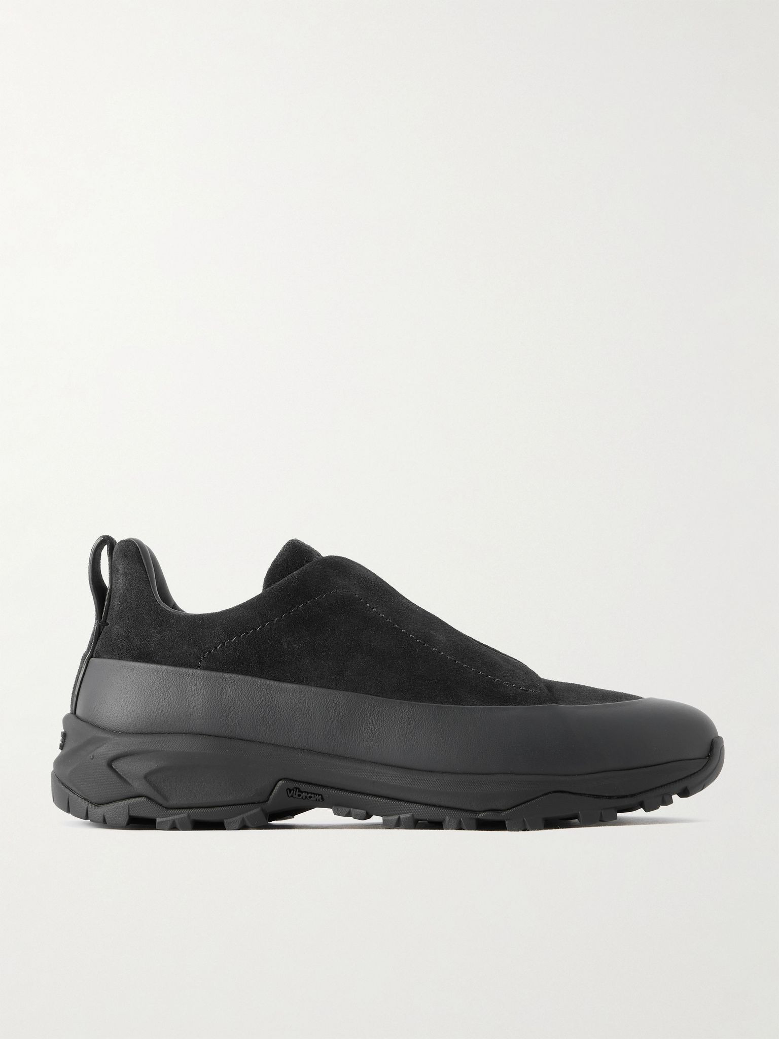 Triple Stitch™ Monte Rubber-Trimmed Suede Slip-On Sneakers Navy - 1