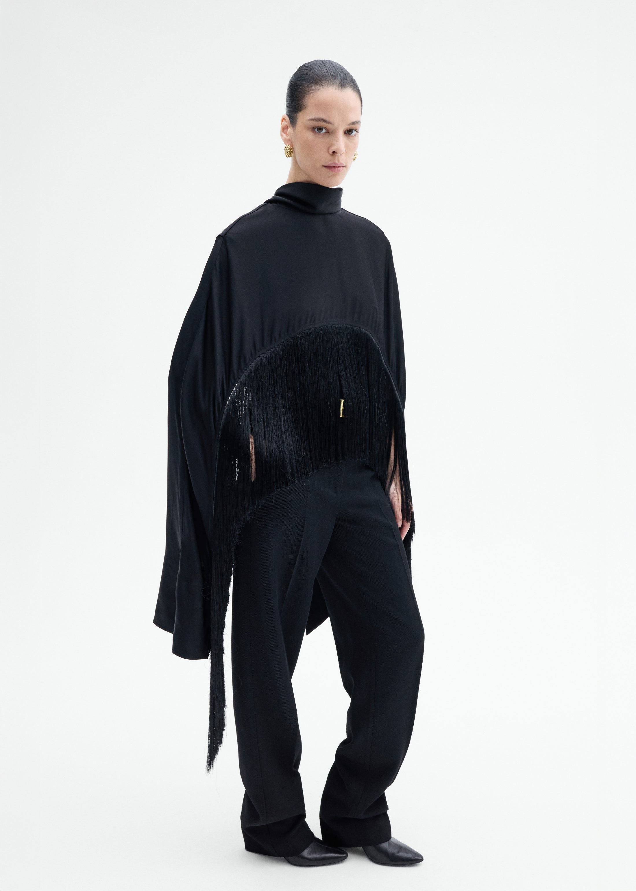 Fringe Satin Cape Top - 5