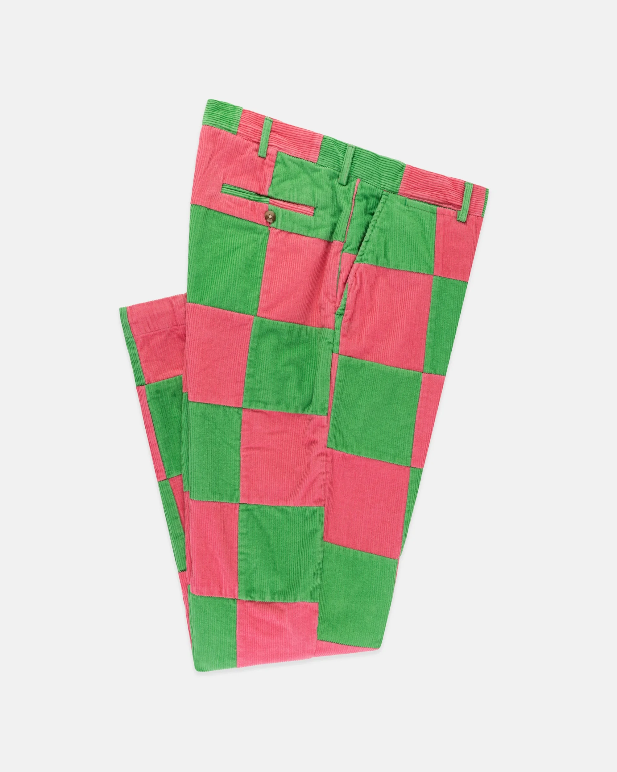 PINK & GREEN PATCHWORK CORDUROY PANT - 1