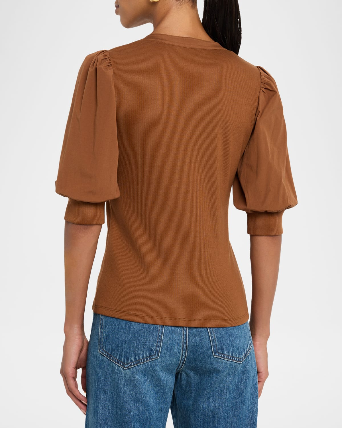Coralee Puff Sleeve Button-Front Top - 3