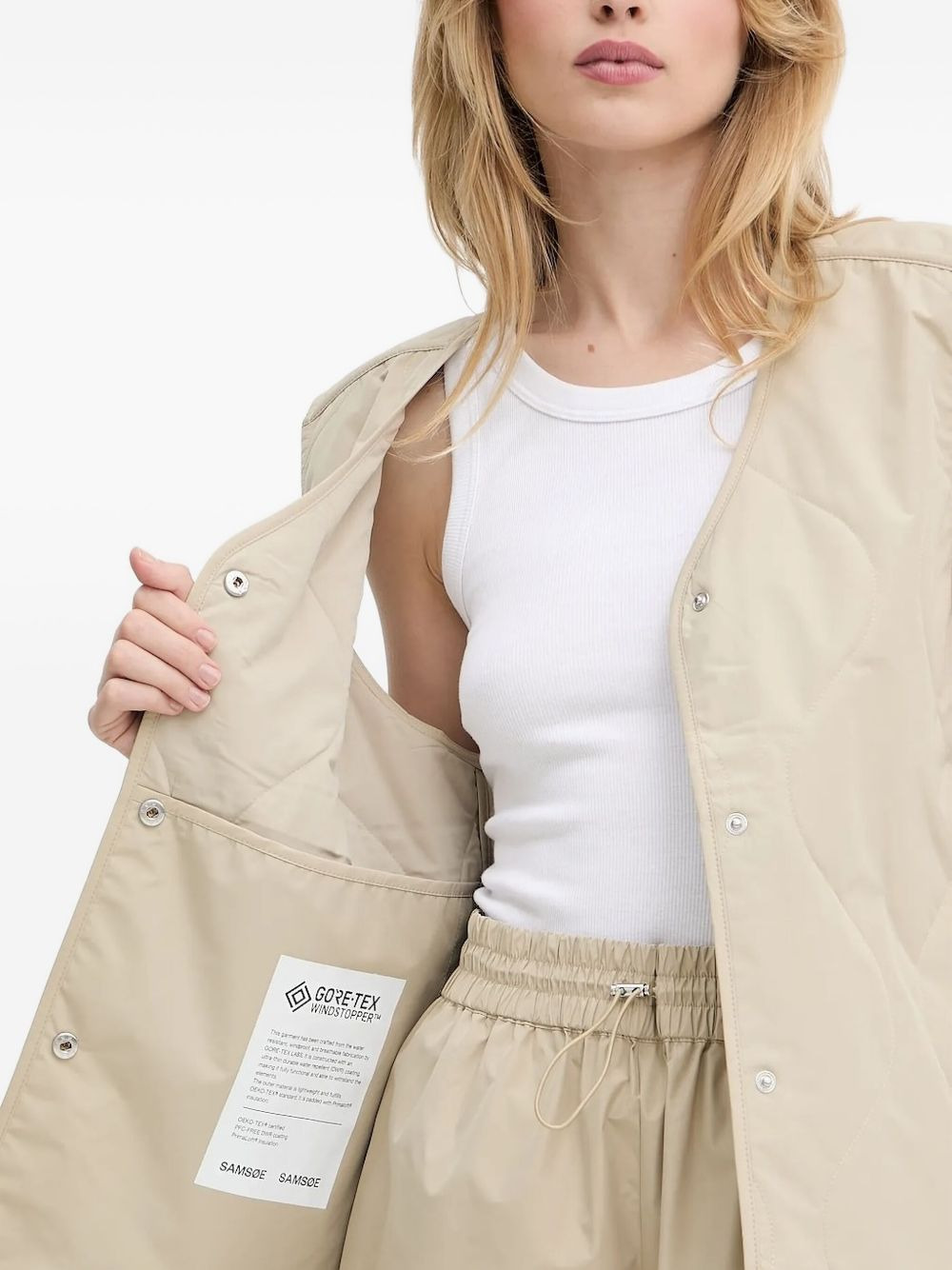 quilted button-fastening gilet - 3