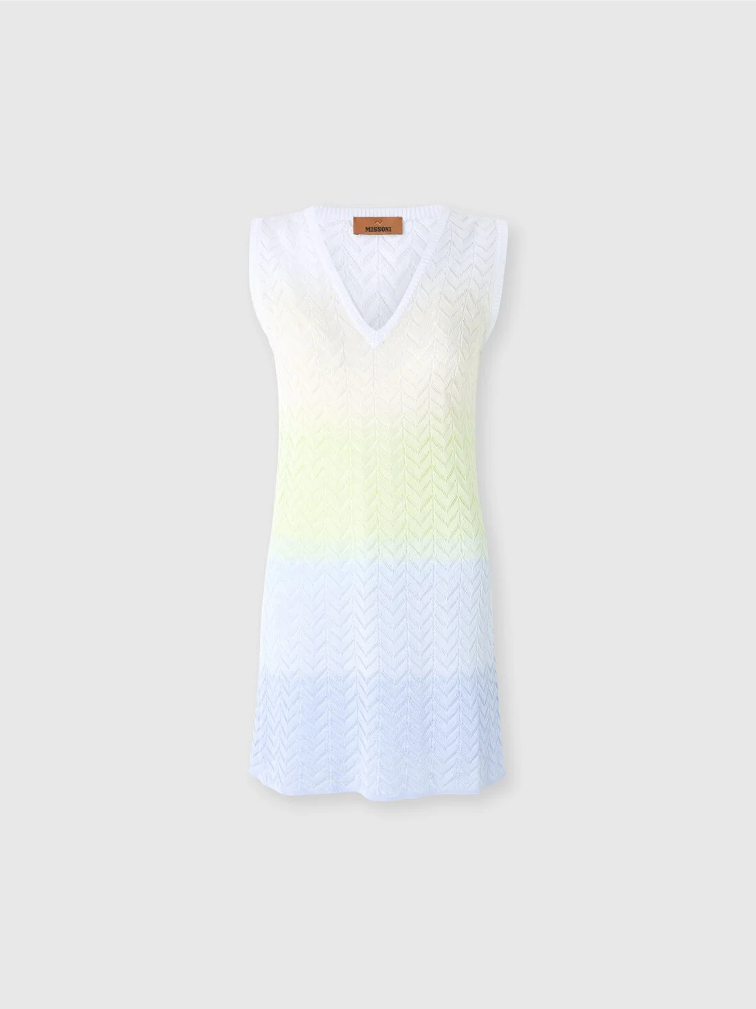 Gradient chevron viscose V-neck mini-dress - 1