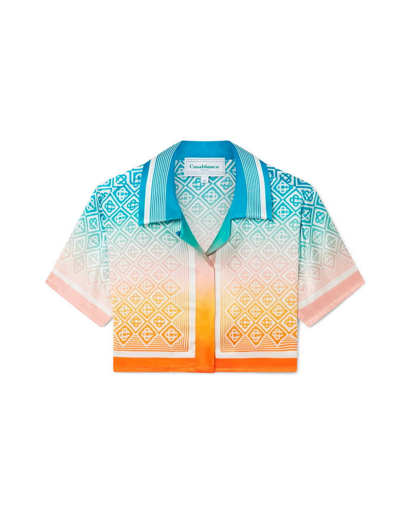 Gradient Monogram Cropped Silk Shirt | Casablanca Paris 1