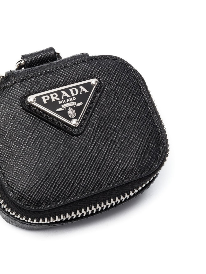 Prada logo-plaque saffiano neck wallet outlook