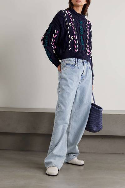 Isabel Marant Étoile Zola embroidered cable-knit sweater outlook