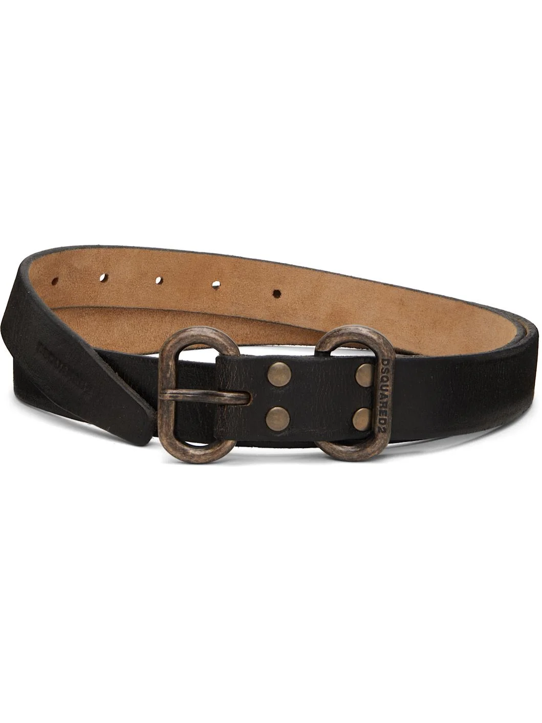 Brown Cracked Leather Belt - 1