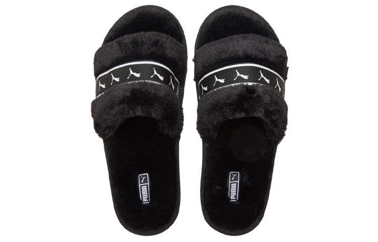 (WMNS) PUMA Fluff Remix Slide 'Black White' 385240-01 - 4
