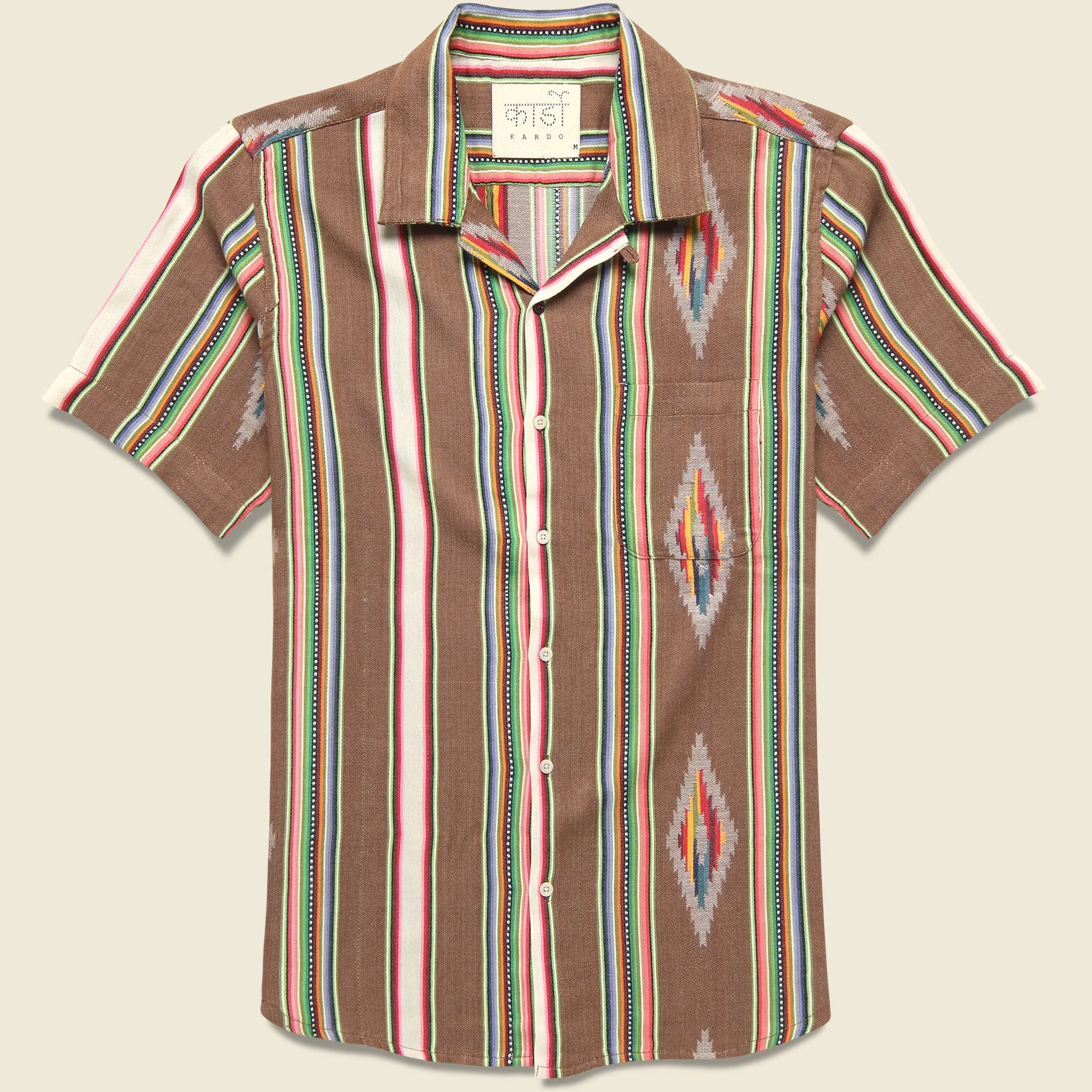 Handwoven Blanket Stripe Shirt - Nutshell - 1