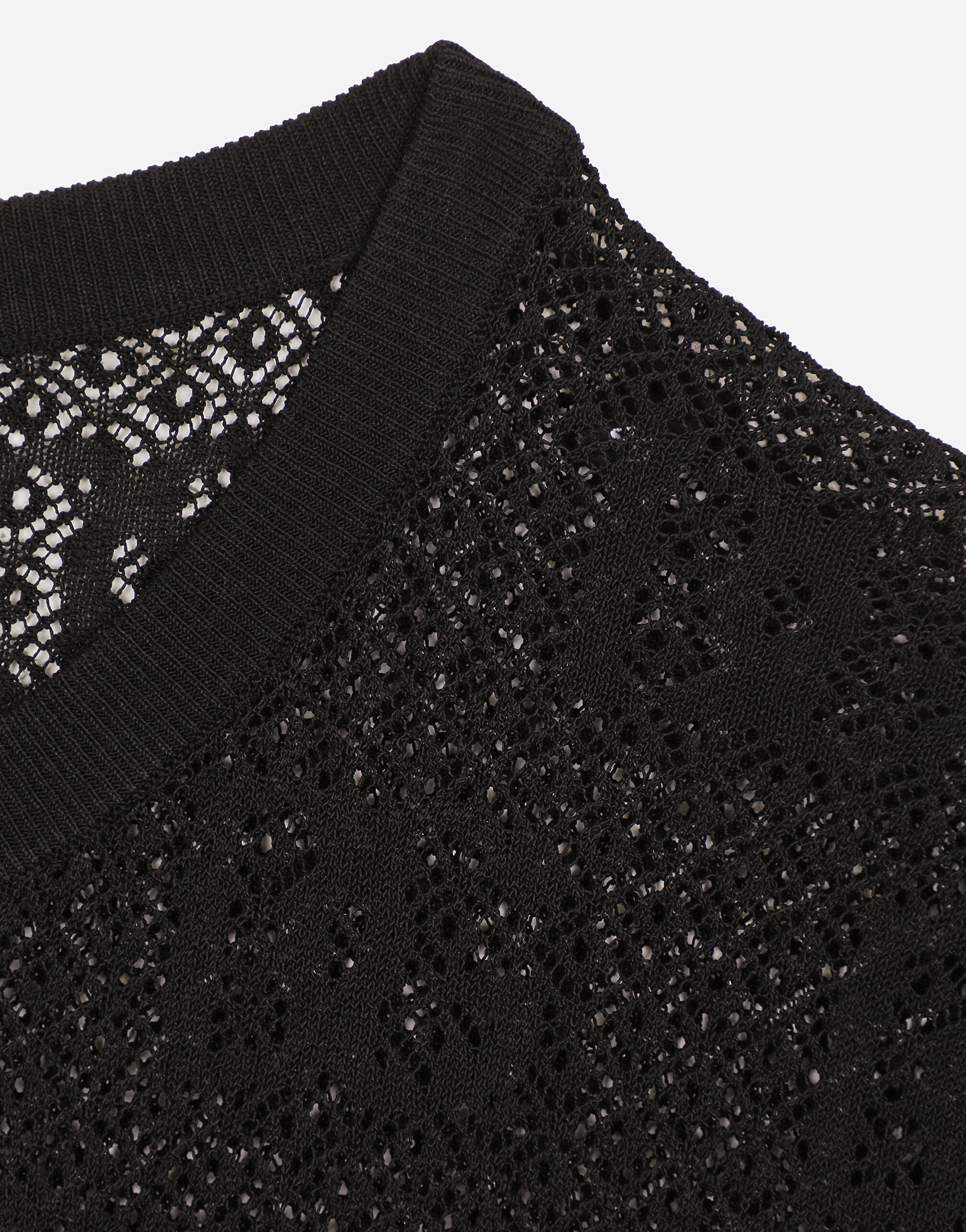 Lace-stitch viscose sweater with jacquard DG logo - 5