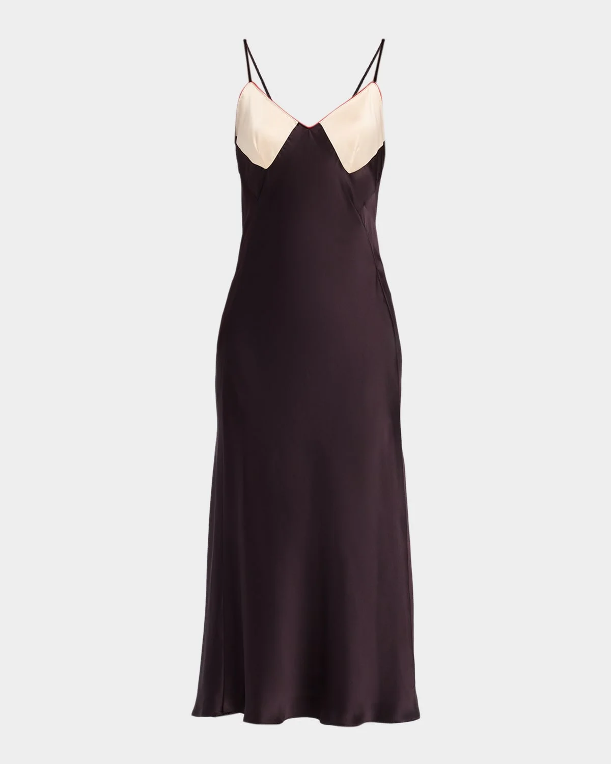 Rory Colorblock Bias-Cut Silk Dress - 1