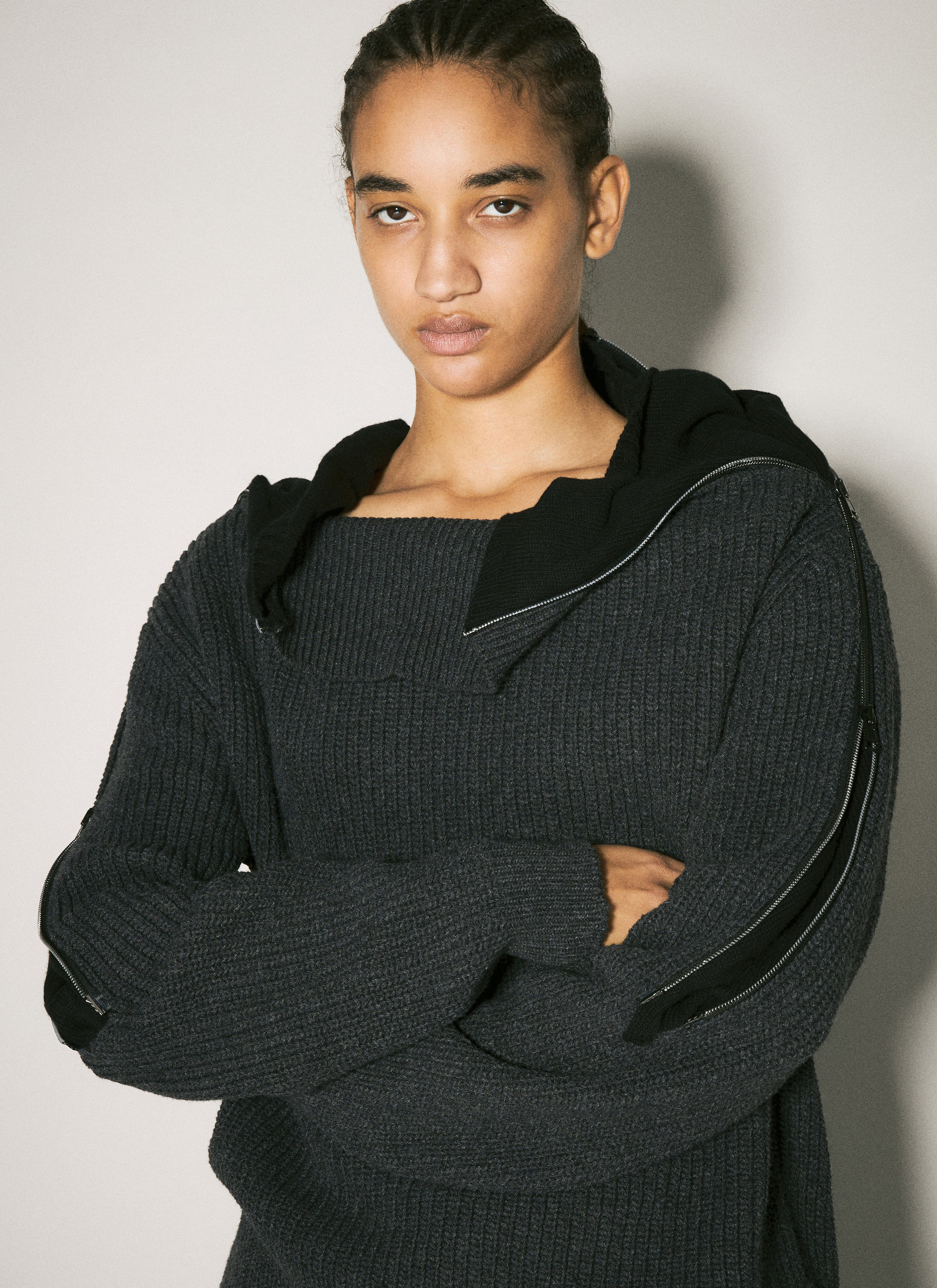 Zip-Insert Knit Sweater - 3