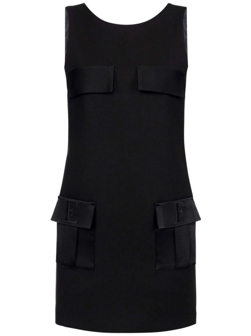 pocket-detail boxy crêpe mini dress - 1