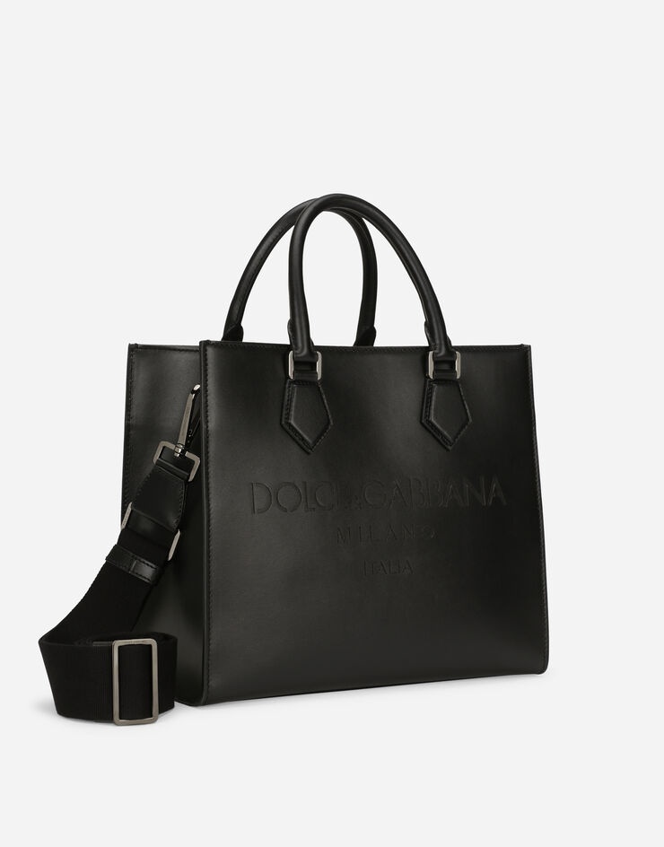 Calfskin Edge shopper with logo - 3