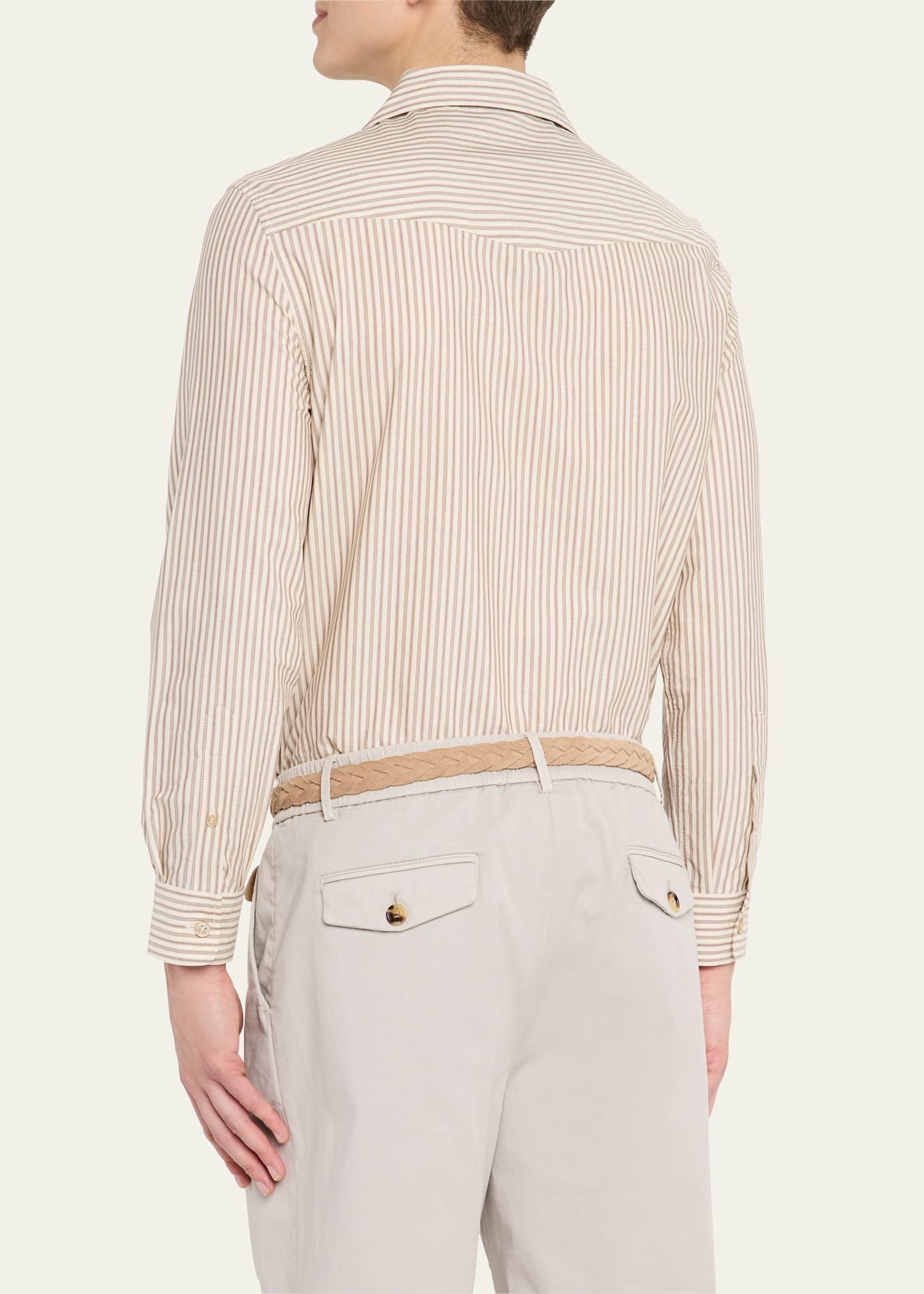 Men's Stripe Cabana-Collar Casual Button-Down Shirt - 3