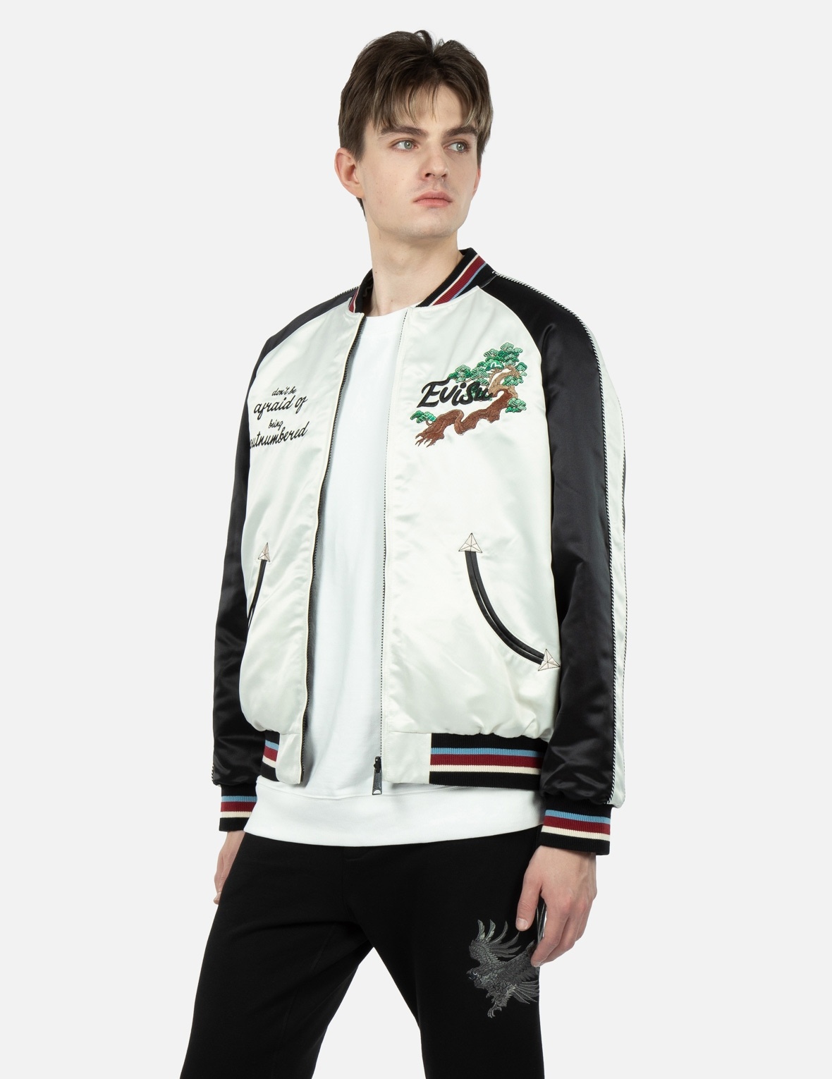 EAGLE AND LOGO EMBROIDERY REVERSIBLE SOUVENIR JACKET - 4