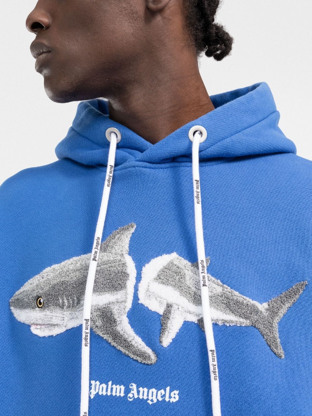 shark logo drawstring hoodie - 5