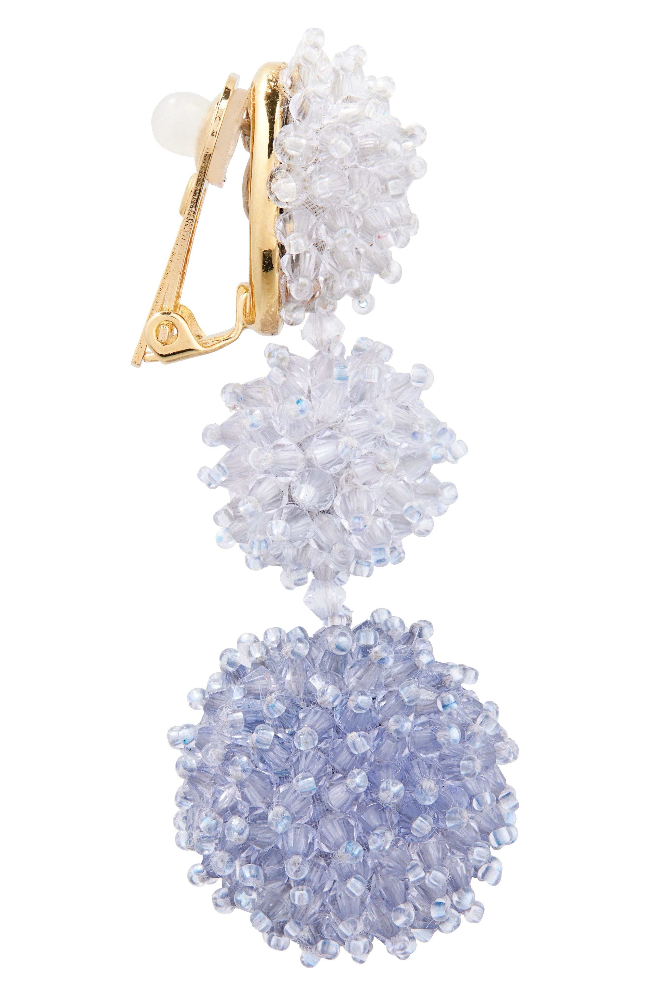 Oscar de la Renta Triple Pompom Beaded Drop Earrings in Blue Multi at Nordstrom - 5