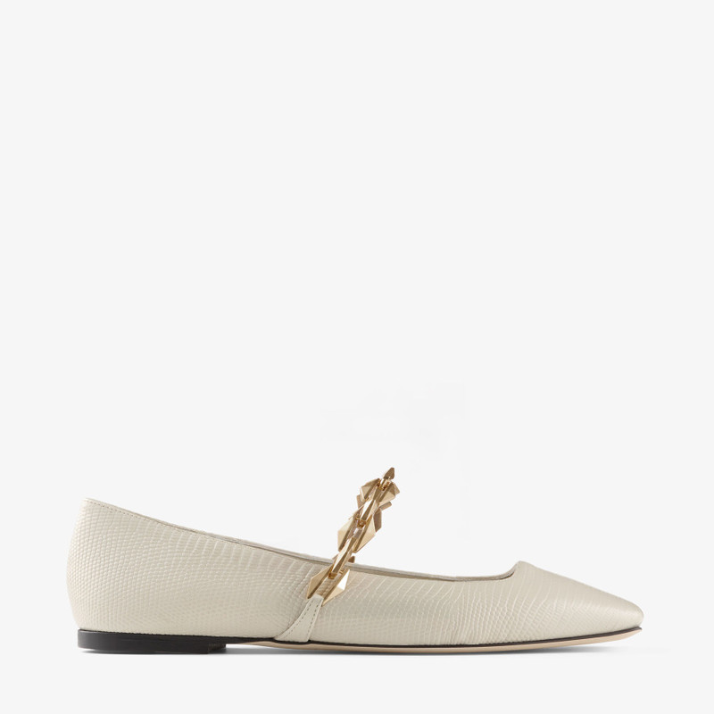 Diamond Tilda Flat Bamboo Lizard Printed Leather Flats - 1