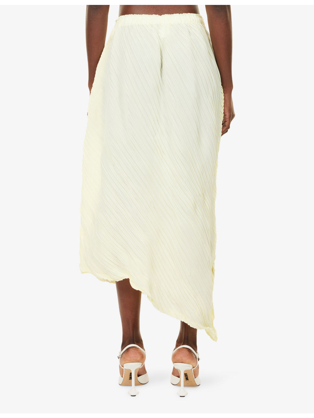 Wrinkled And Twisted Asymmetric Knitted Midi Skirt - 4