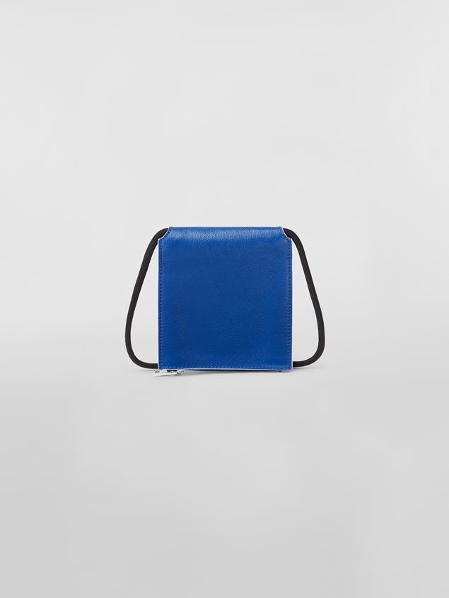 BI-COLOURED BLUE AND BORDEAUX BI-FOLD MUSEO CALFSKIN WALLET - 3