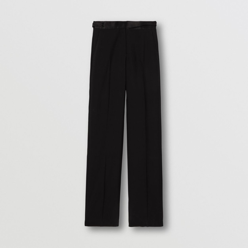 Silk Trim Wool Tailored Trousers 1